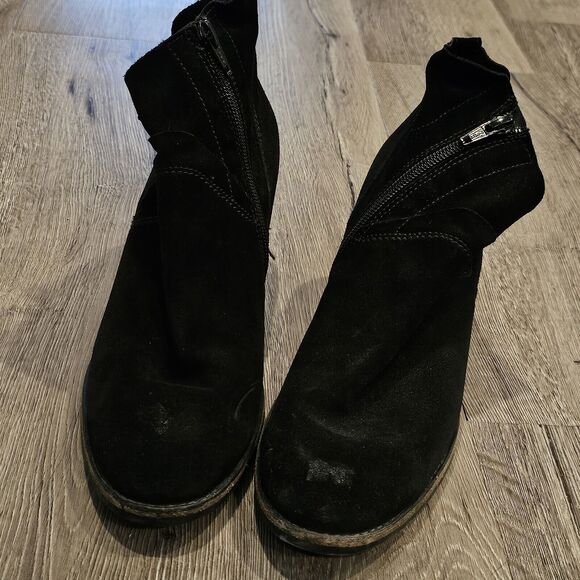 PAUL GREEN Boots Booties Austria NORA Black Suede Med Heel Ankle Size 5 - Picture 3 of 11